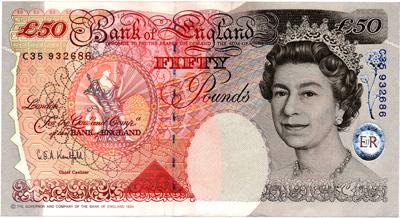 Банкнота 50 фунтов стерлингов